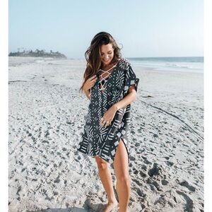 Sand Cloud Adobe Mudcloth Cover Up Black and White OSFM NWT Boho